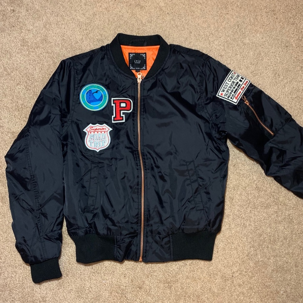 Black Patch Bomber Jacket